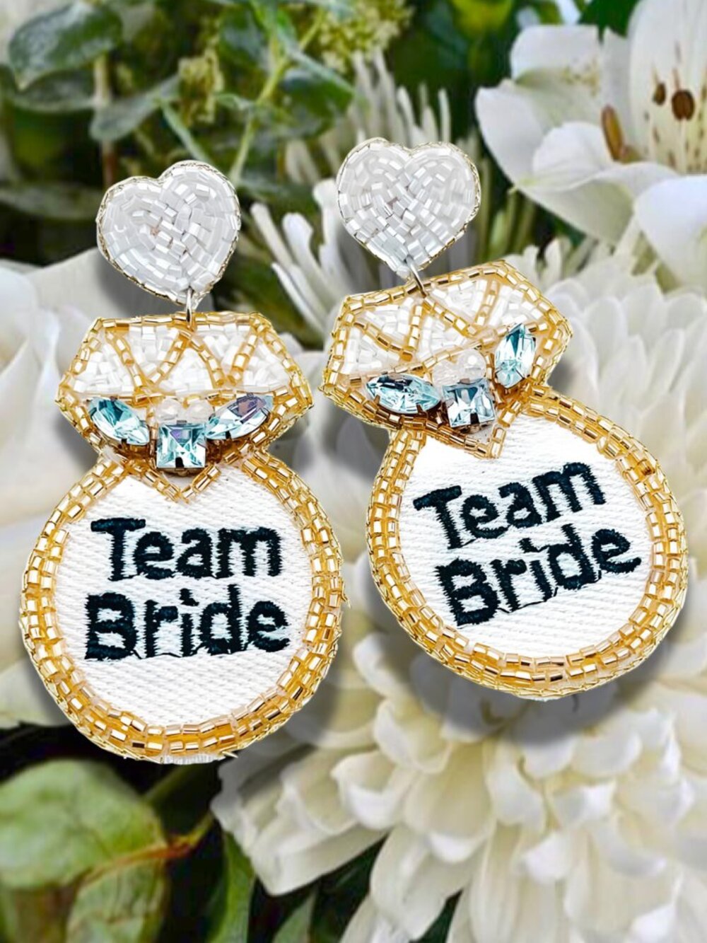 LOT of 4 TEAM BRIDE Bridesmaids Crystal Beaded Etsy Earrings BRAND NEW Wedding